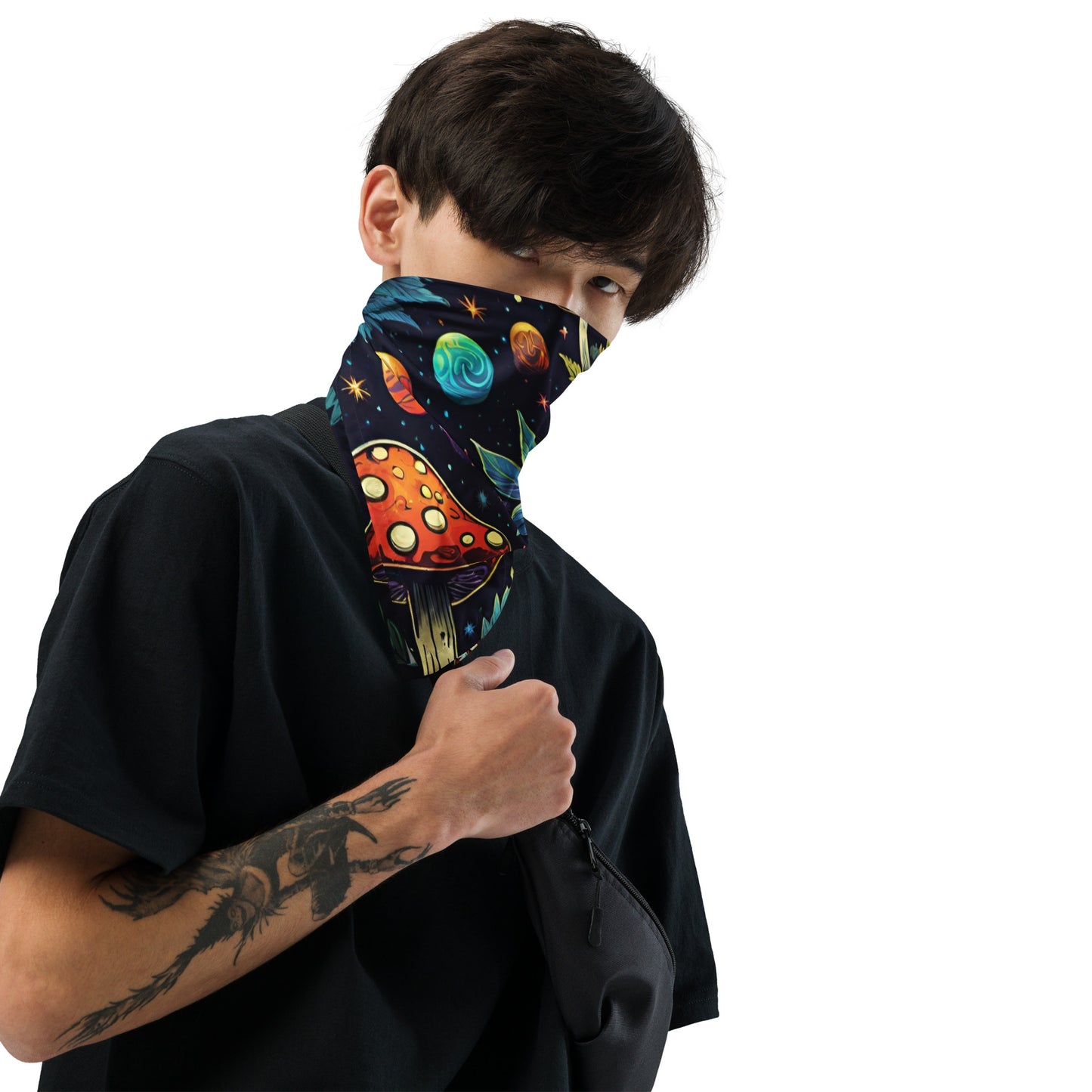 Marijuana Leaves, Planets, and Mushrooms All-over print bandana