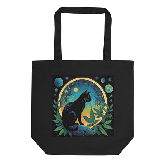 Black Cat Eco Tote Bag (printed on one side)