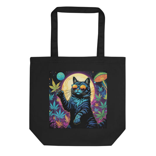Marijuana Cat Eco Tote Bag (printed on one side)