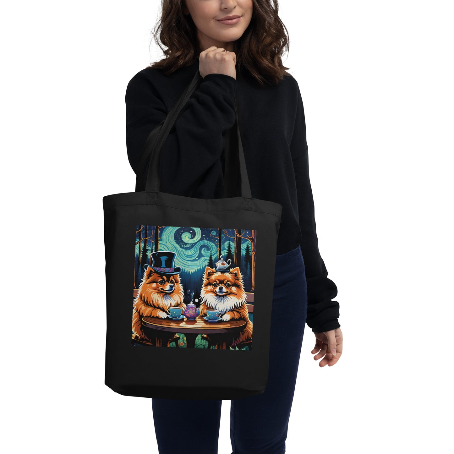 Pomeranian Teacups Eco Tote Bag (printed on one side)