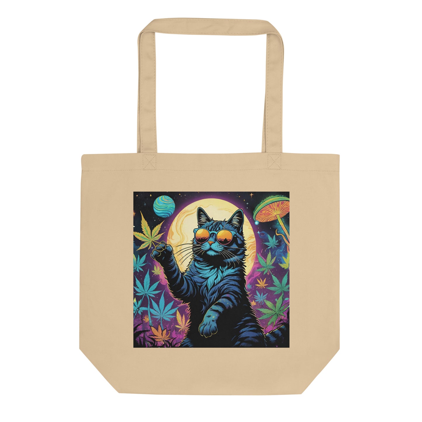 Marijuana Cat Eco Tote Bag (printed on one side)