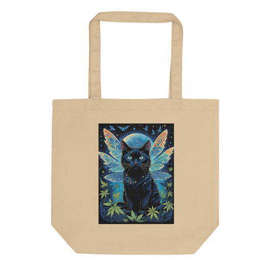 Black Fairy Cat - Organic Eco Tote Bag