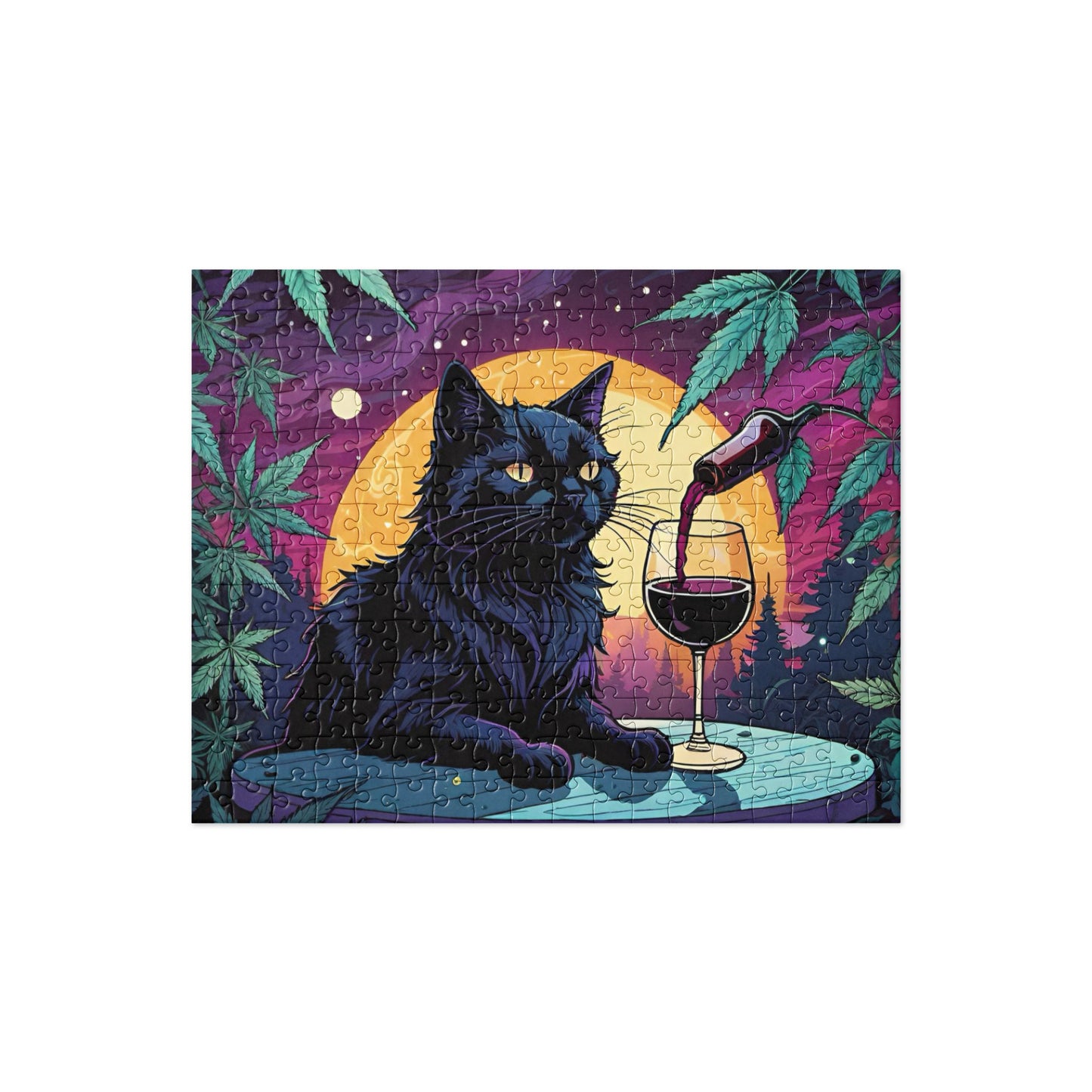 Black Cat with Wine Jigsaw puzzle