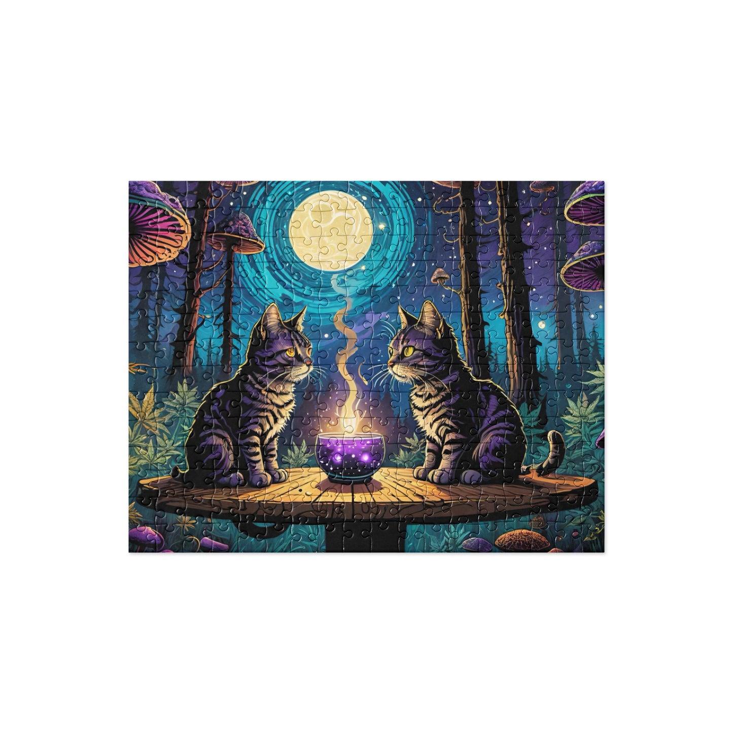 Psychedelic Mushrooms Tabby Cats Puzzle