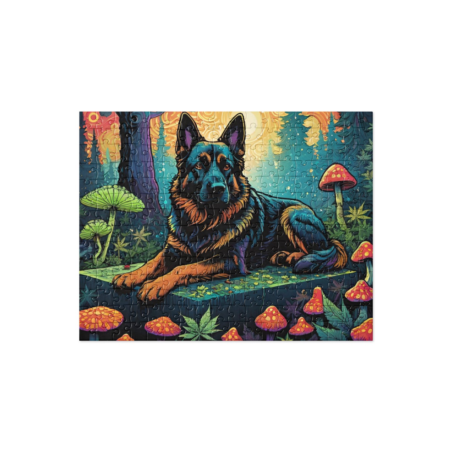 German Shephard Dog with Psychedelic Mushrooms Puzzle