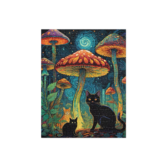 Black Cats with Psychedelic Mushrooms Puzzle