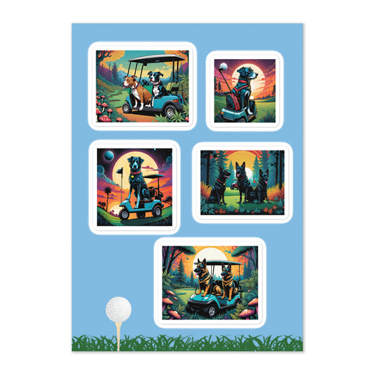 Golf Dogs Sticker Sheet