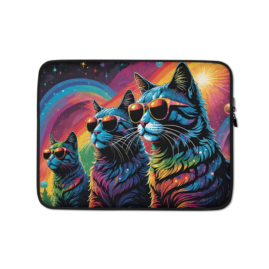 Rainbow Pride Rave Cats Laptop Sleeve
