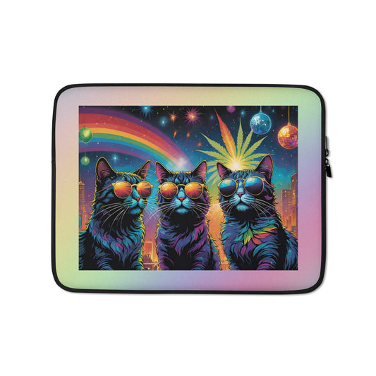 Rainbow Disco Cats Laptop Sleeve