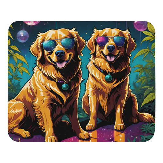 Disco Rave Golden Retriever Dogs Mouse Pad