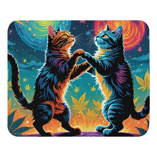 Two Interstellar Dancing Cats Mouse Pad