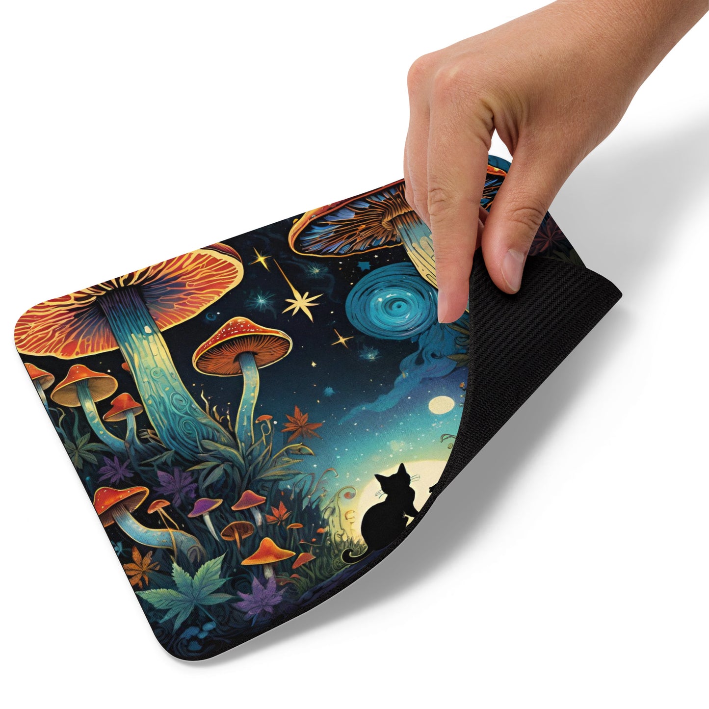 Black Cats and Psychedelic Mushrooms Mouse Pad