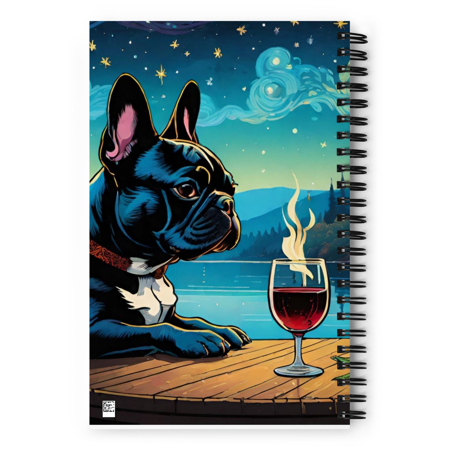 French Bulldog with Wine Spiral Notebook