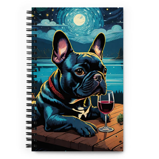 French Bulldog with Wine Spiral Notebook