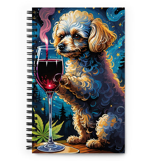 Toy Poodle with Wine Spiral Notebook