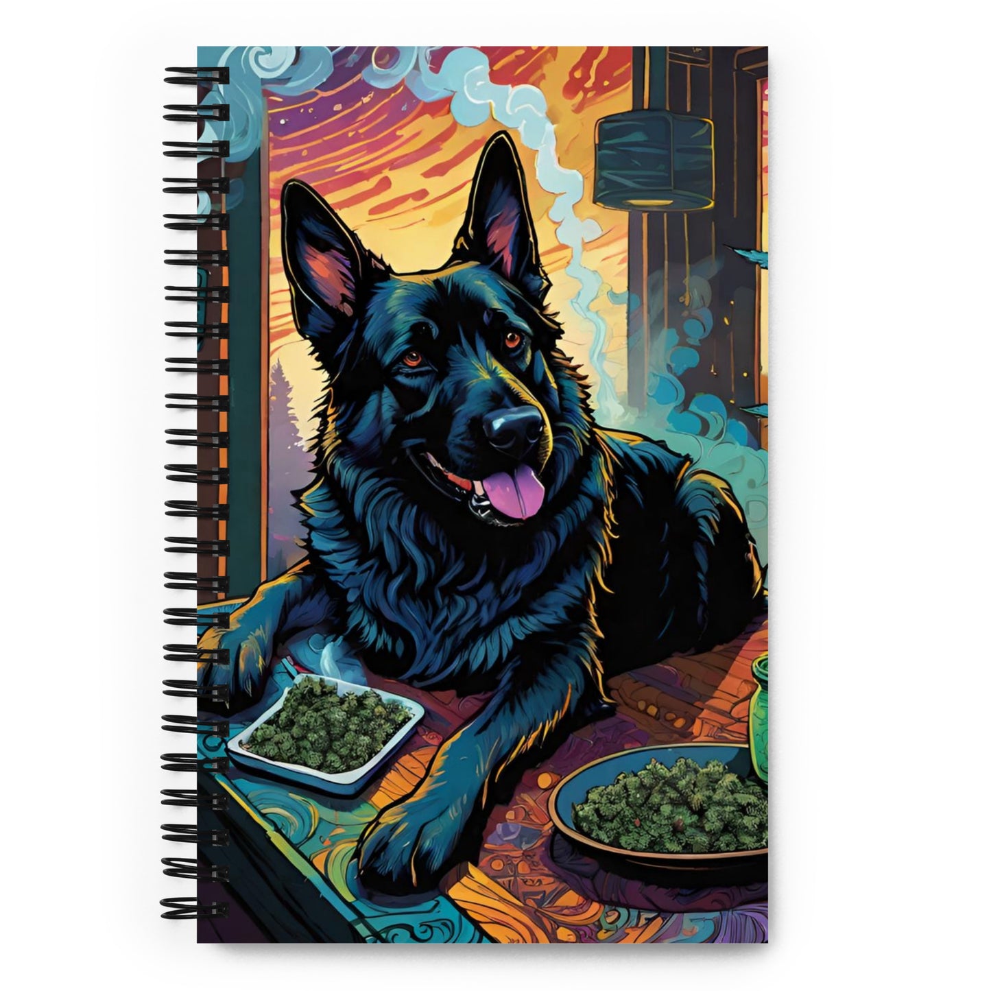 German Shephard with Marijuana Spiral Notebook