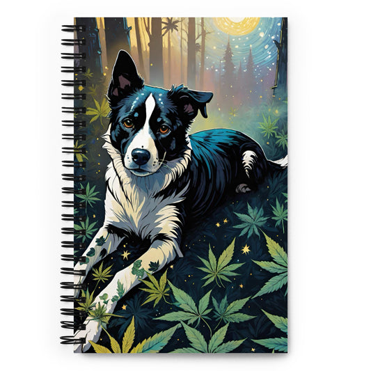 Black and White Dog with Marijuana Spiral Notebook