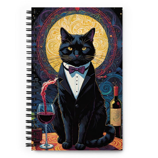 Fancy Black Cat in Suit Spiral Notebook