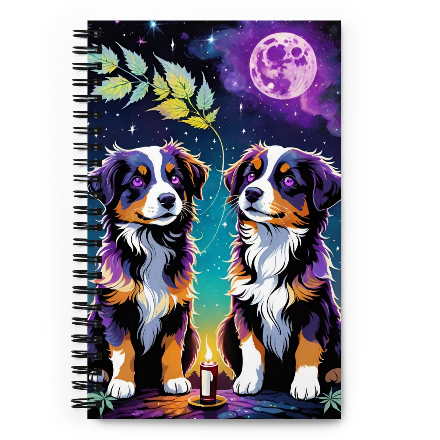 Australian Shephard Puppies Cosmos Spiral Notebook