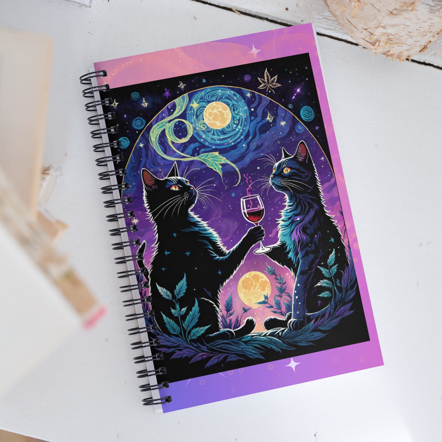 Black Cat Cosmos Spiral Notebook