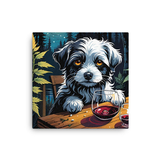 Little Black and White Dog Thin Canvas