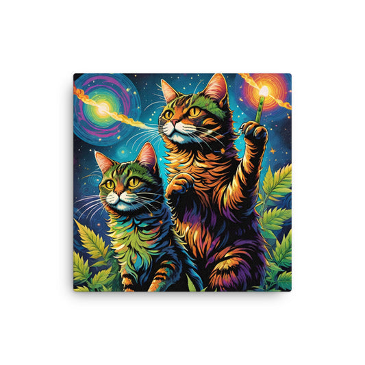 Meowijuana Space Cats on Thin Canvas