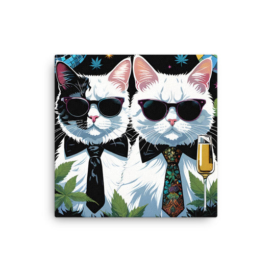 Black and White Disco Cats on Thin canvas