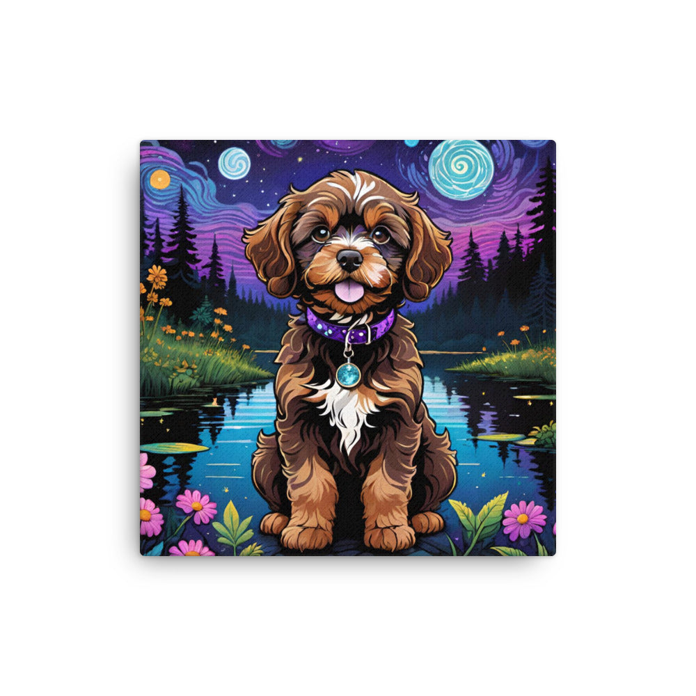 Cavapoo Dog on Thin Canvas