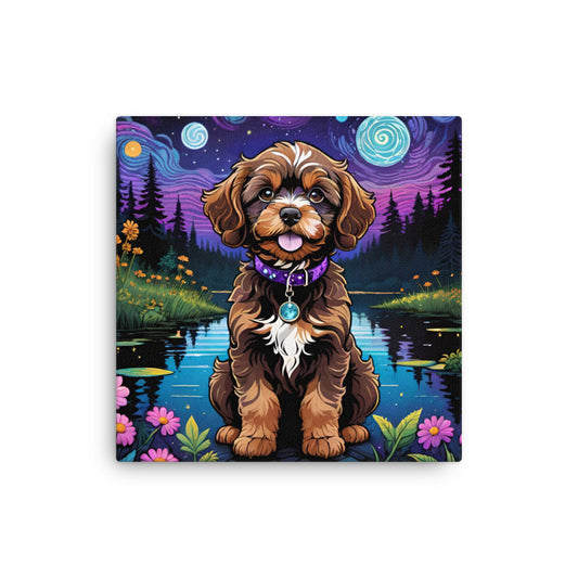 Cavapoo Dog on Thin Canvas