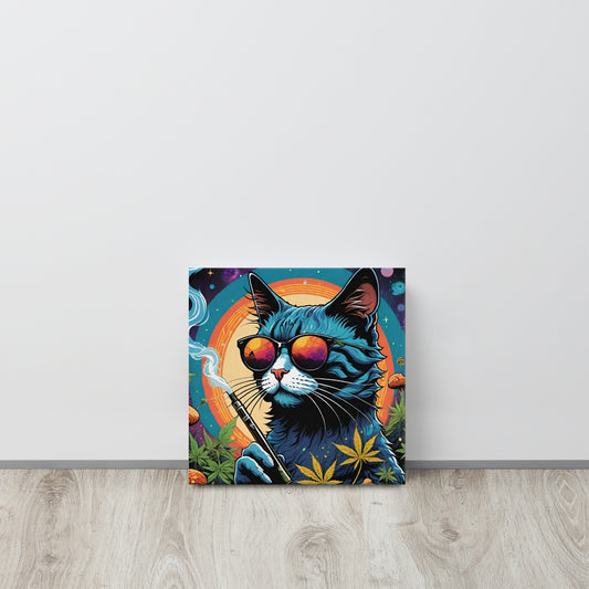 Marijuana Vape Cat on Thin Canvas