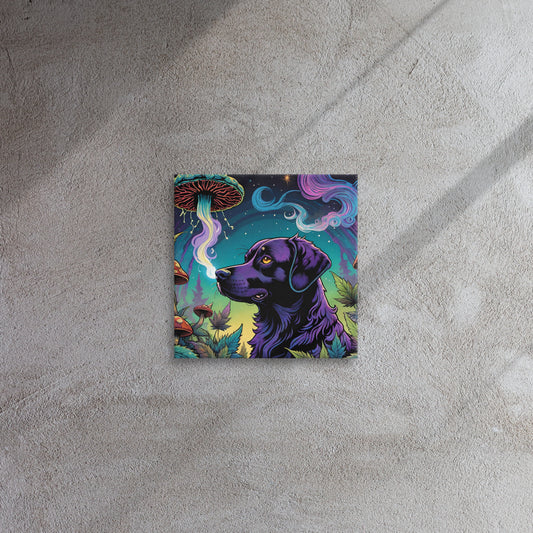 Trippy Purple Space Dog on Thin Canvas