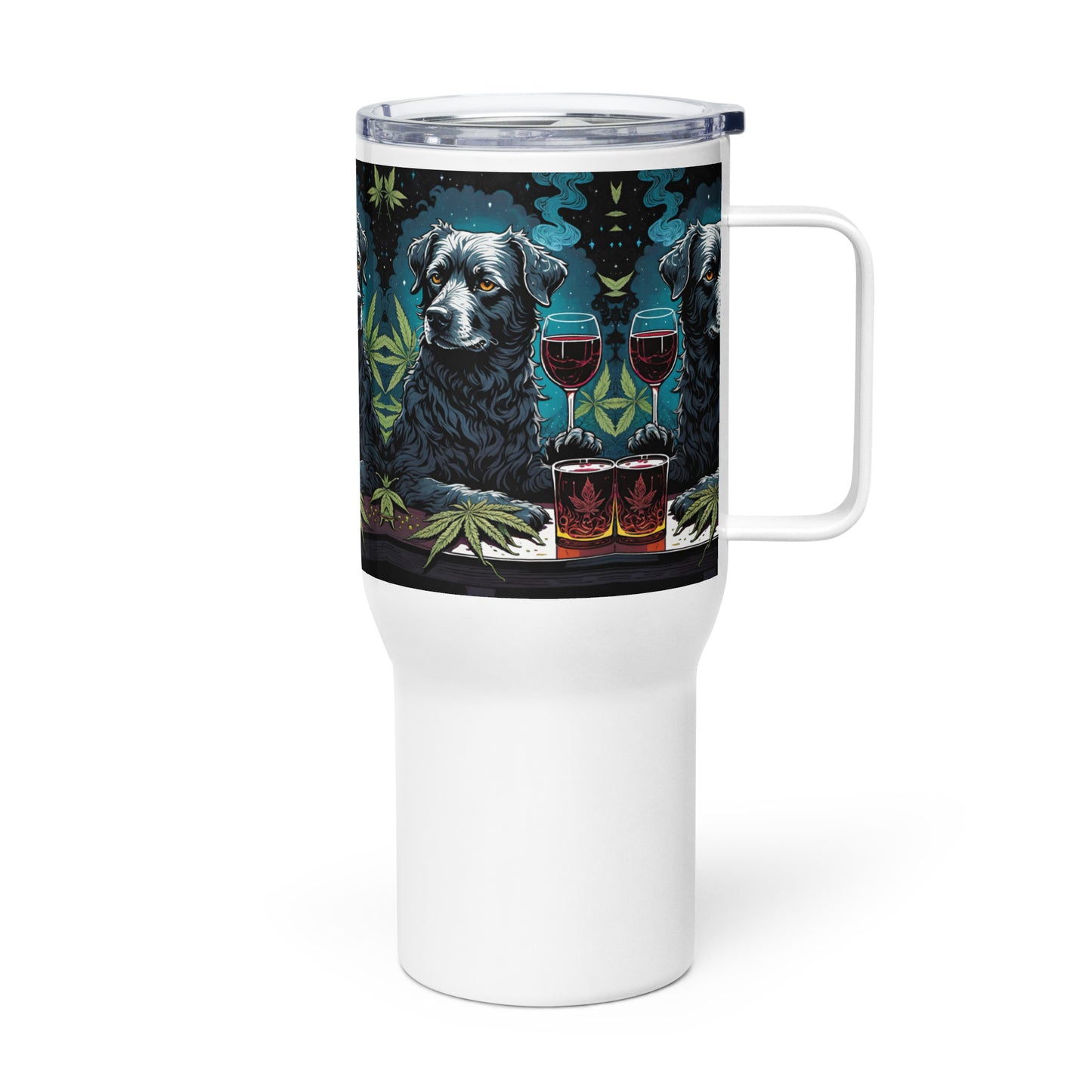 Black Dog with Whiskey and Wine Travel Mug