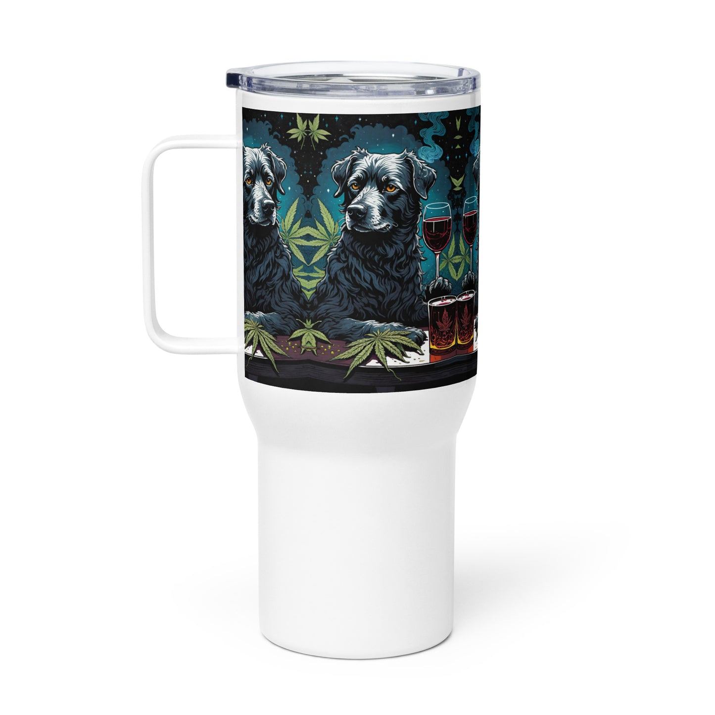 Black Dog with Whiskey and Wine Travel Mug