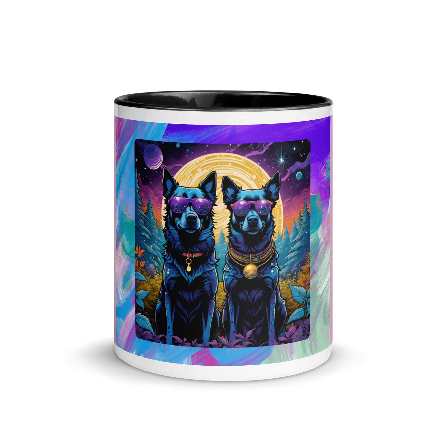 Intergalactic Space Dogs with Sunglasses Mug with Color Inside