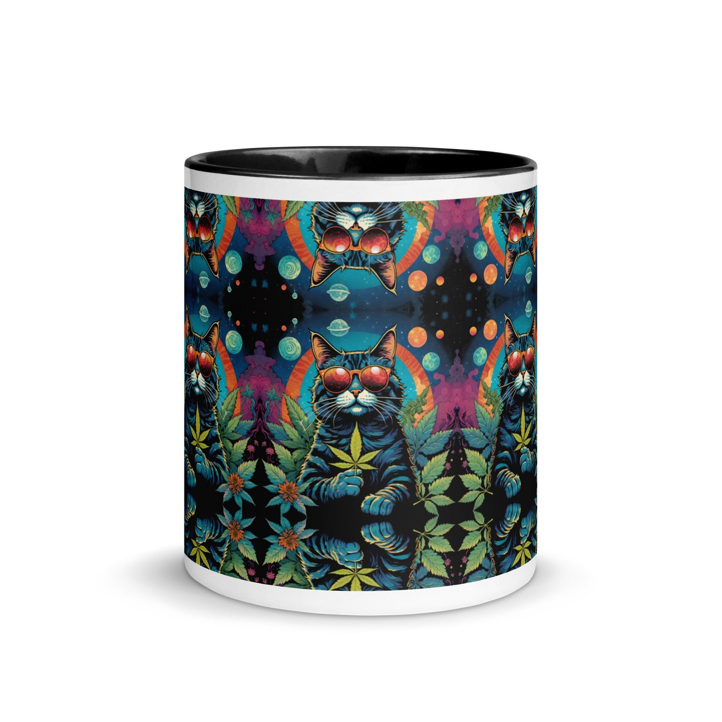 Trippy Marijuana Cat Mug with Color Inside