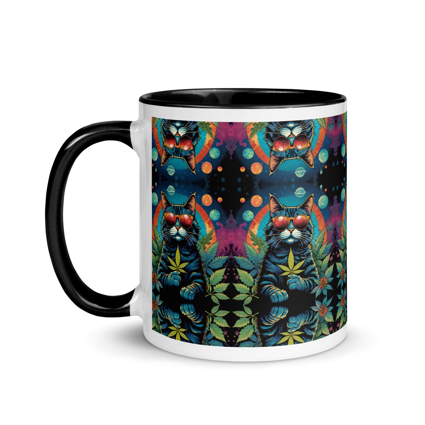 Trippy Marijuana Cat Mug with Color Inside