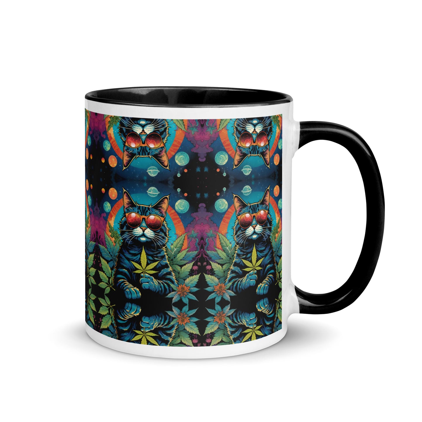 Trippy Marijuana Cat Mug with Color Inside