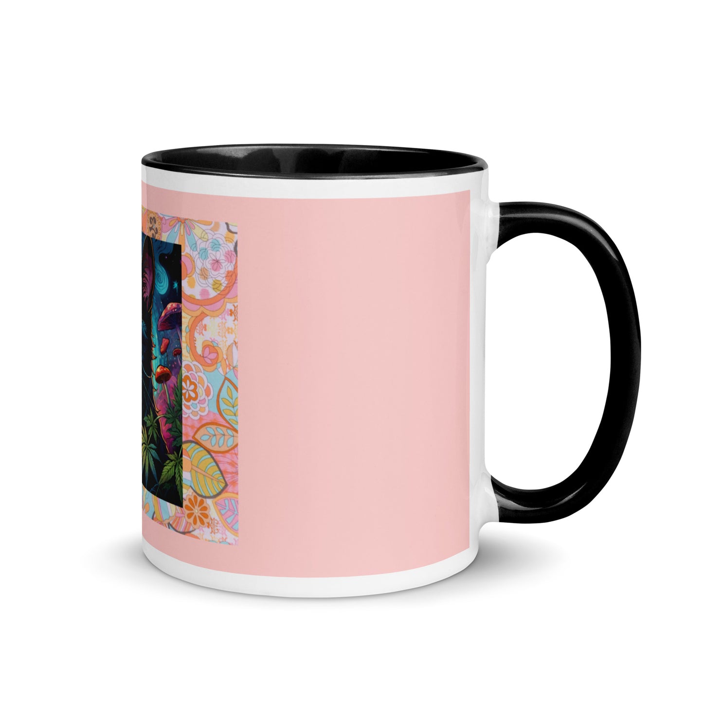 Psychedelic Cat with Sunglasses Mug with Color Inside