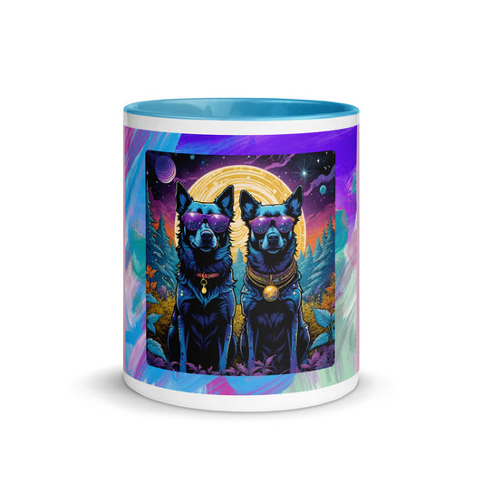 Intergalactic Space Dogs with Sunglasses Mug with Color Inside