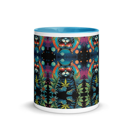 Trippy Marijuana Cat Mug with Color Inside