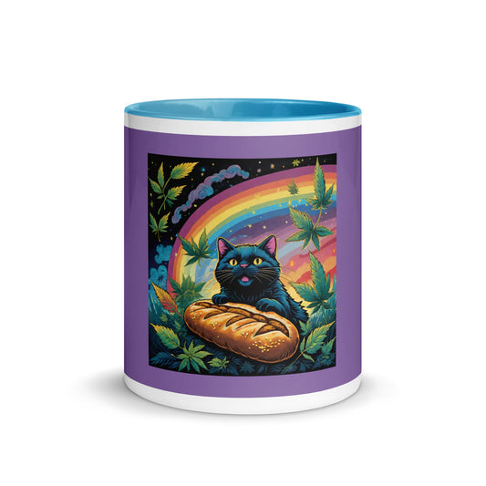 Rainbow Bread Cat Mug with Color Inside