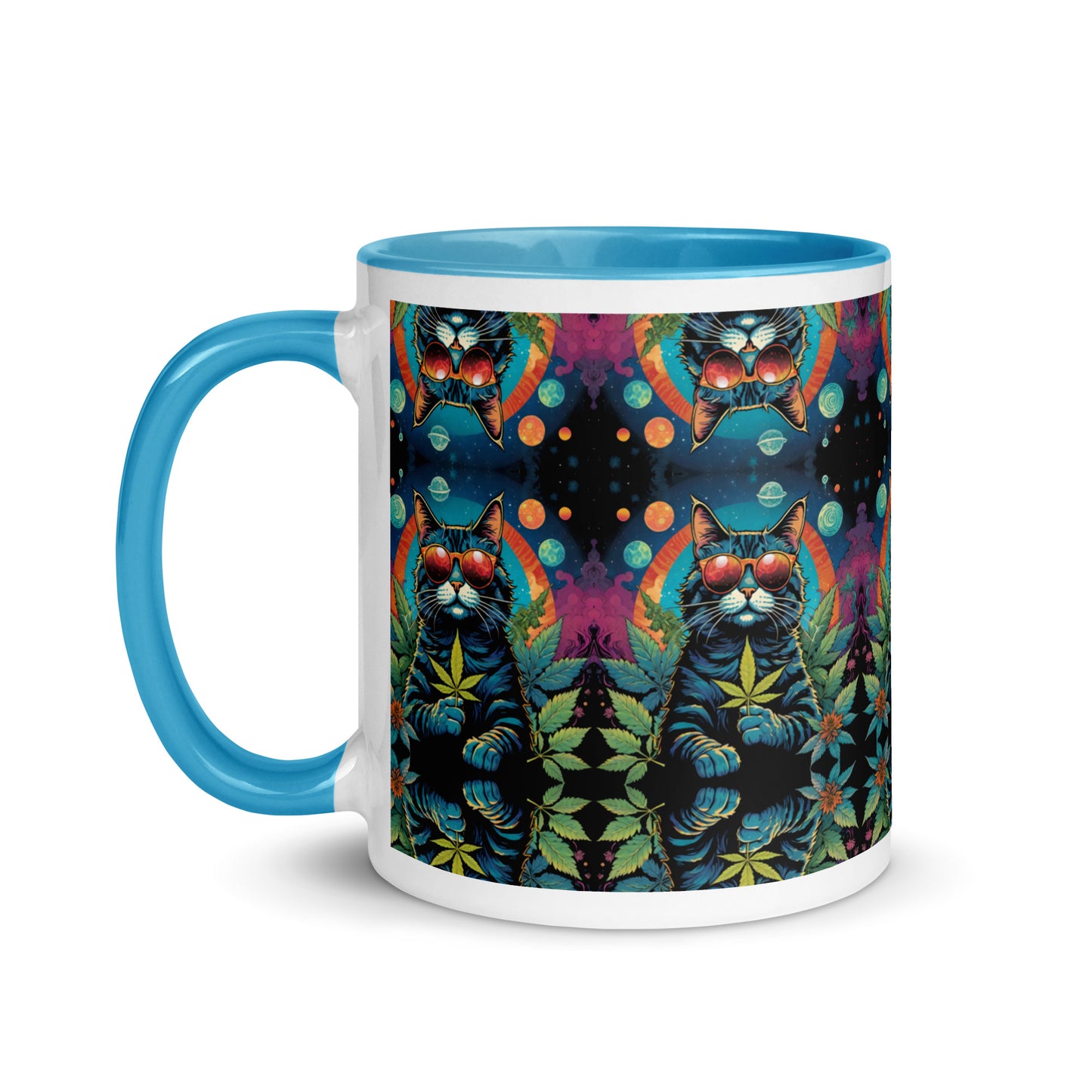 Trippy Marijuana Cat Mug with Color Inside