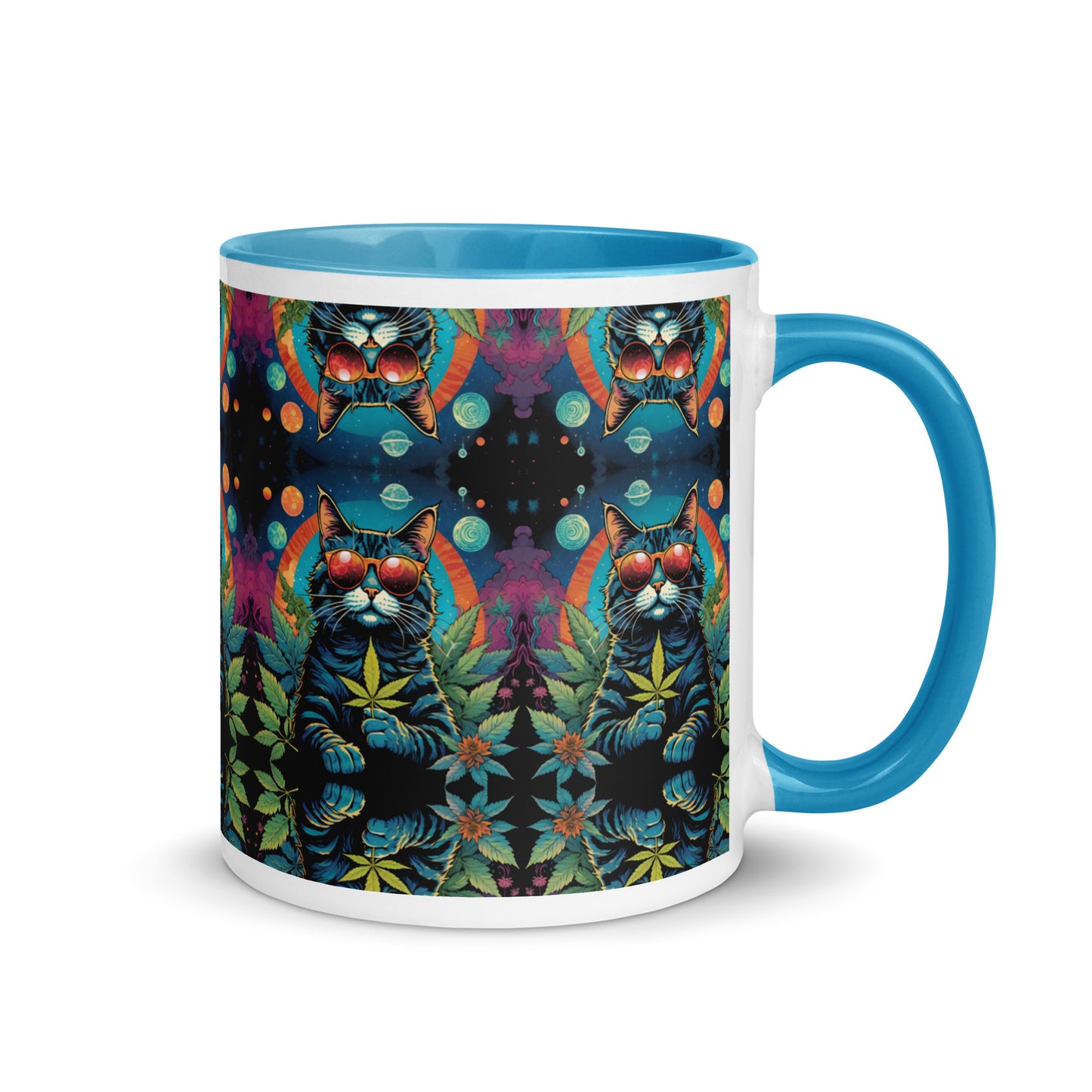 Trippy Marijuana Cat Mug with Color Inside