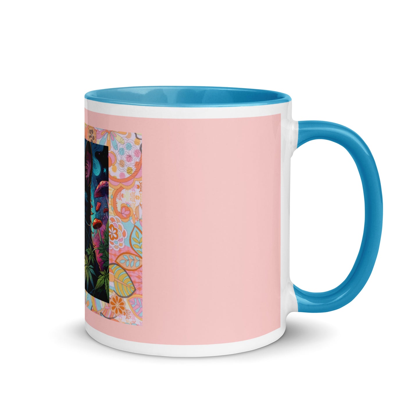 Psychedelic Cat with Sunglasses Mug with Color Inside