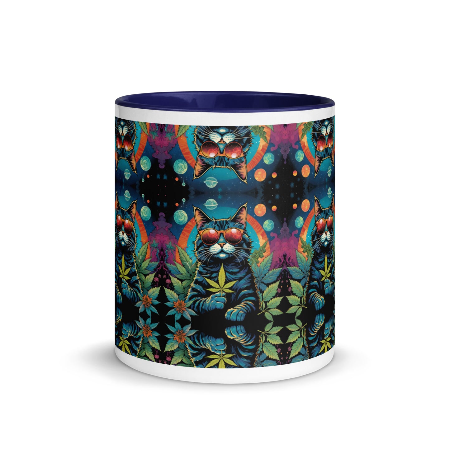 Trippy Marijuana Cat Mug with Color Inside