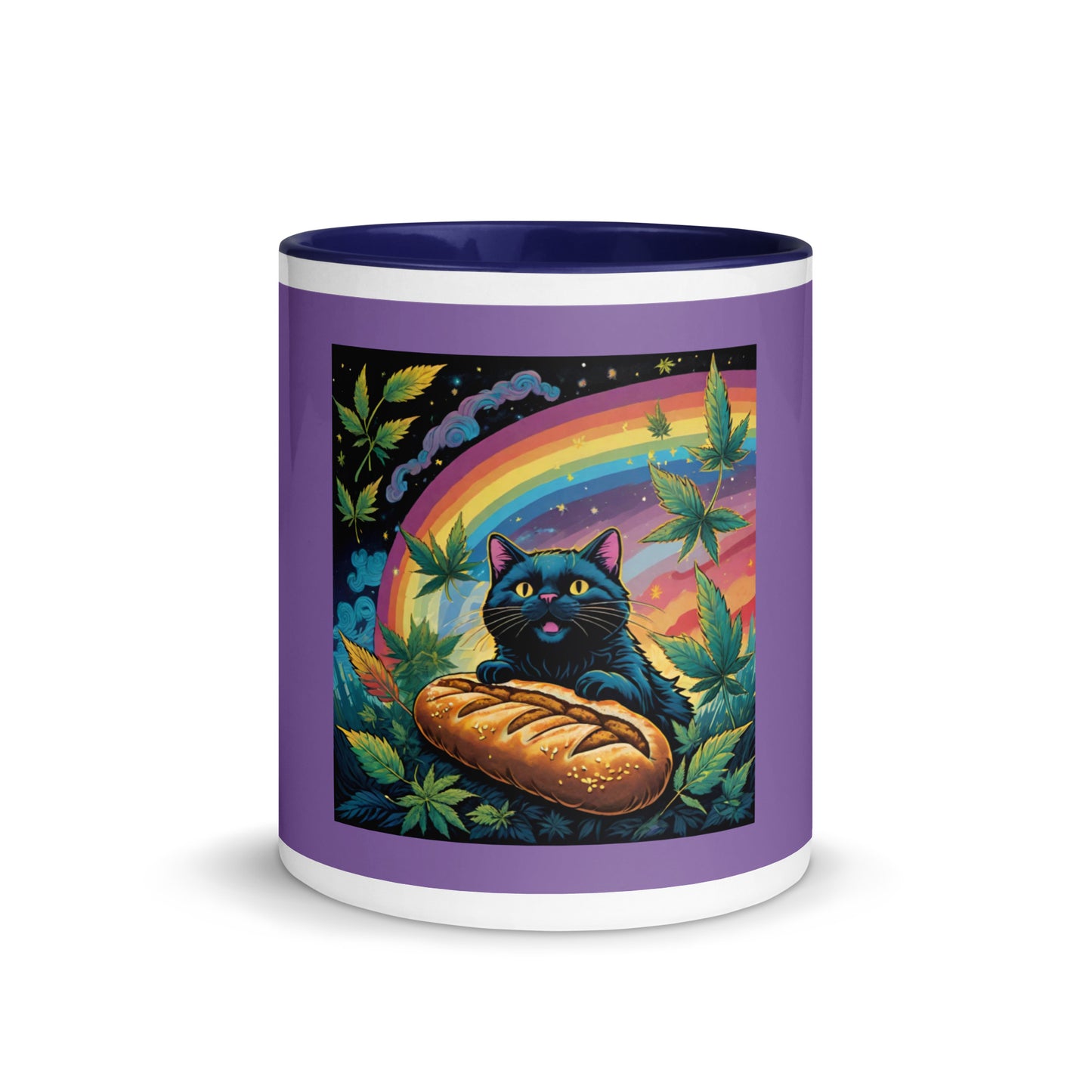 Rainbow Bread Cat Mug with Color Inside