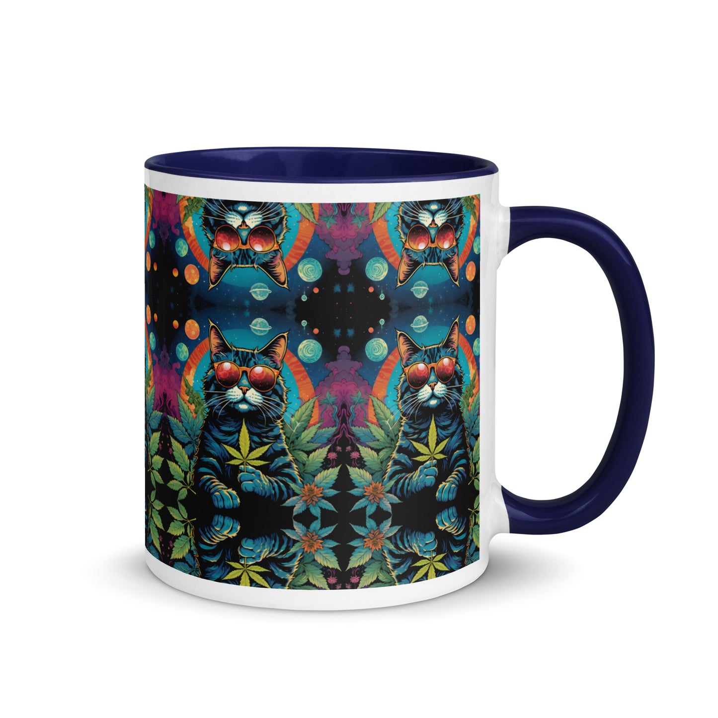 Trippy Marijuana Cat Mug with Color Inside