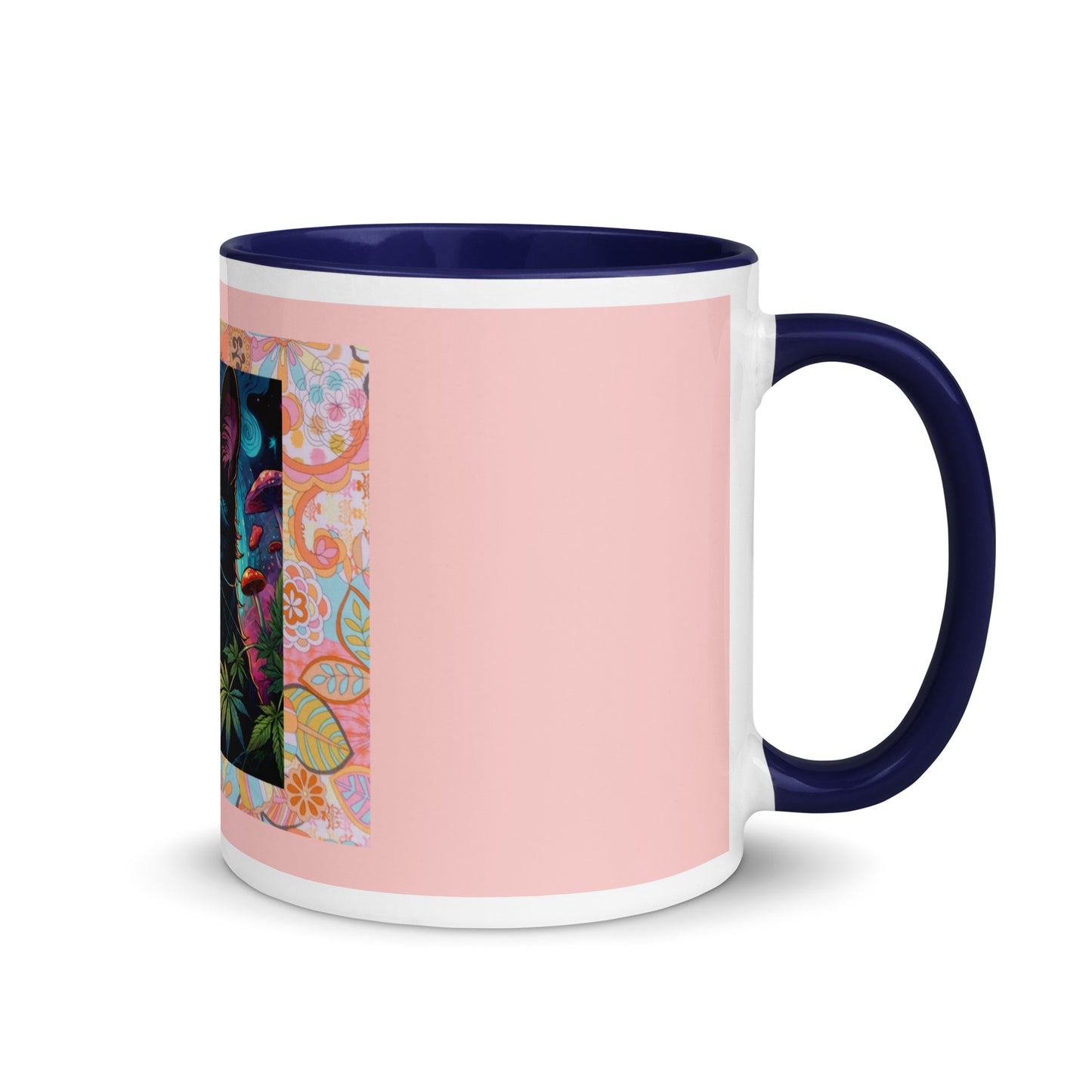 Psychedelic Cat with Sunglasses Mug with Color Inside