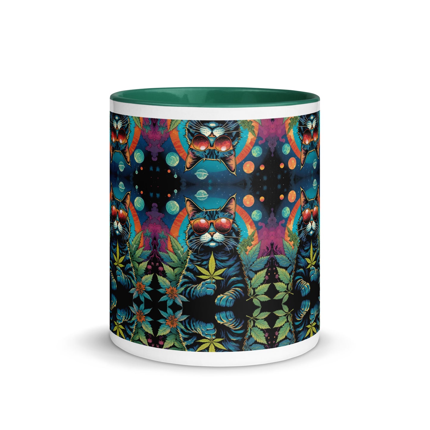 Trippy Marijuana Cat Mug with Color Inside