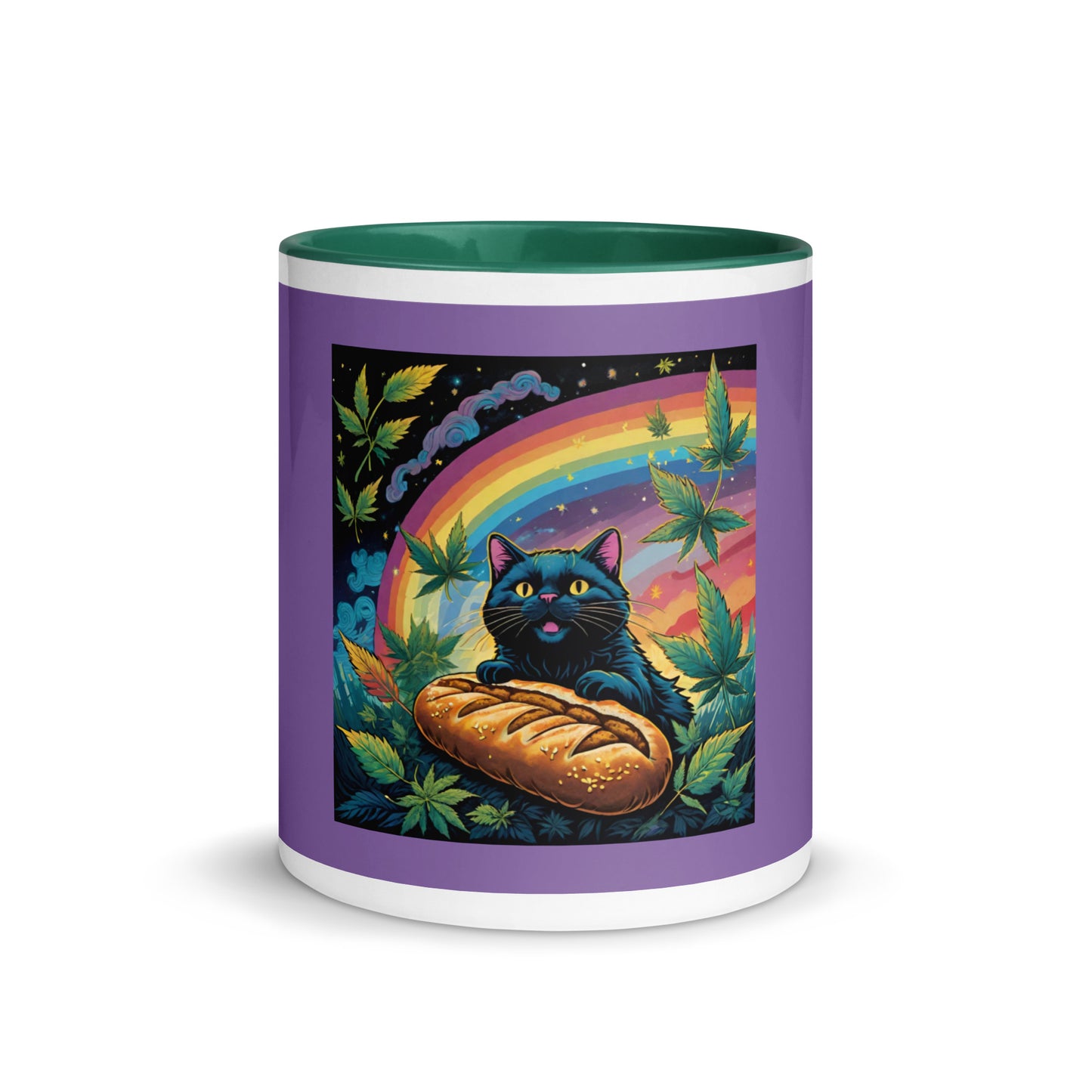 Rainbow Bread Cat Mug with Color Inside